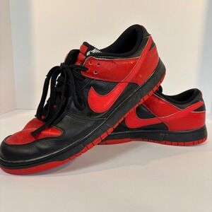 Nike‎ Dunk Low Red Black Leather Sneakers Shoes Mens Size 14.5 FV9524-600